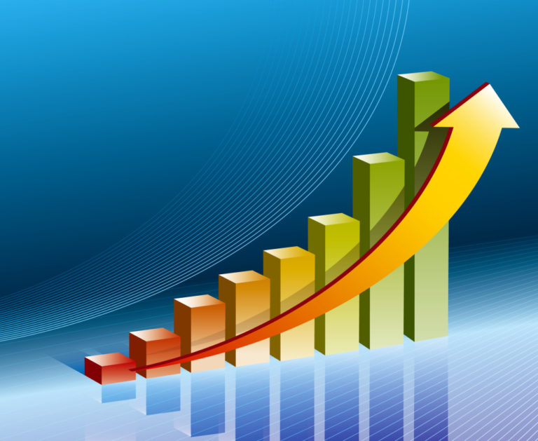 business graph in blue